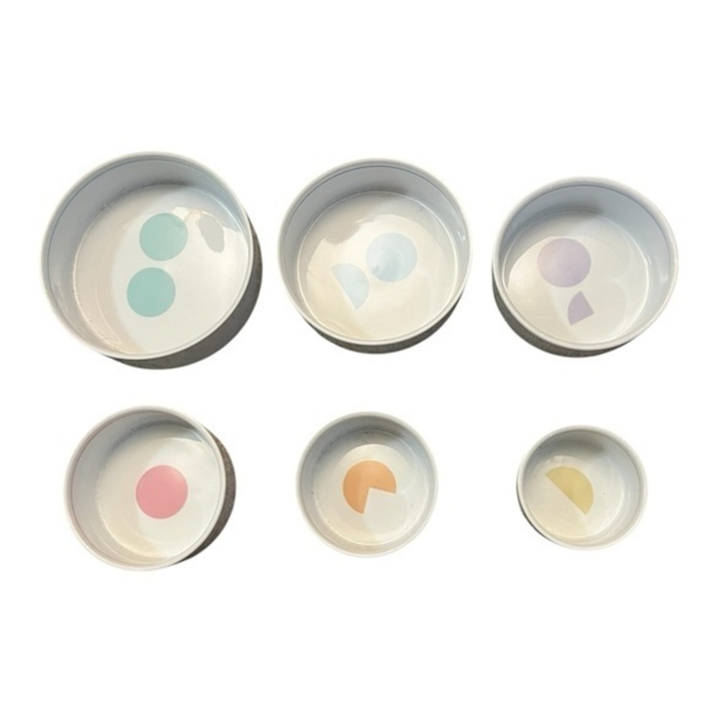 MESU Set of 6 Ceramic Nesting Measuring Cups w/ Pie Fractions Visuals #math